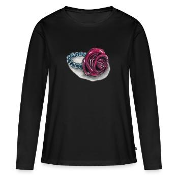 Rose heart with pearls - Women's Premium Organic Long Sleeve Shirt - black - Front - Julia (174cm)
