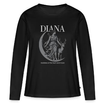 Déesse de la chasse au clair de lune de Diana - T-shirt manches longues Premium bio Femme - noir - Devant - Julia (174cm)
