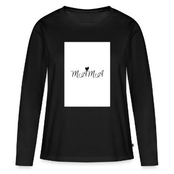 Mama Herz Elegante Typografie Design - Frauen Premium Bio Langarmshirt - Schwarz - Vorne - Julia (174cm)