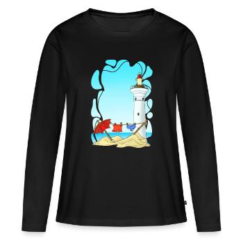 Leuchtturm am Sunny Beach - Frauen Premium Bio Langarmshirt - Schwarz - Vorne - Julia (174cm)