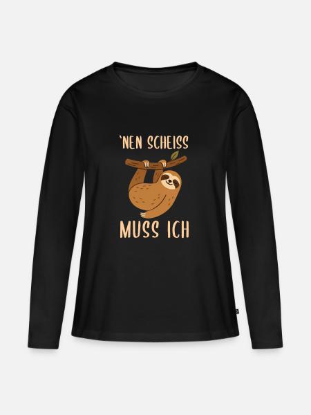 Nen scheiss muss ich - Frauen Premium Bio Langarmshirt - Schwarz