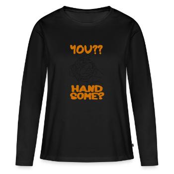 T-shirt De bouffe riant - T-shirt manches longues Premium bio Femme - noir - Devant - Julia (174cm)