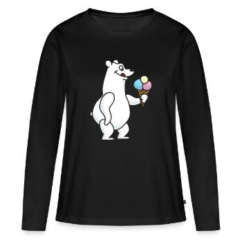 Ice Bear Ice Cream Crème glacée Ball Ice Winter - T-shirt manches longues Premium bio Femme - noir - Devant - Julia (174cm)