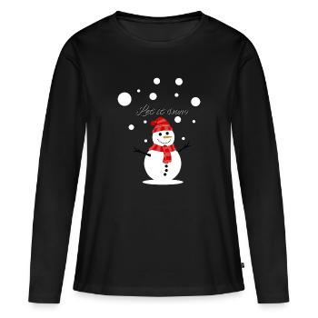 Bonhomme de neige noël hiver - T-shirt manches longues Premium bio Femme - noir - Devant - Julia (174cm)