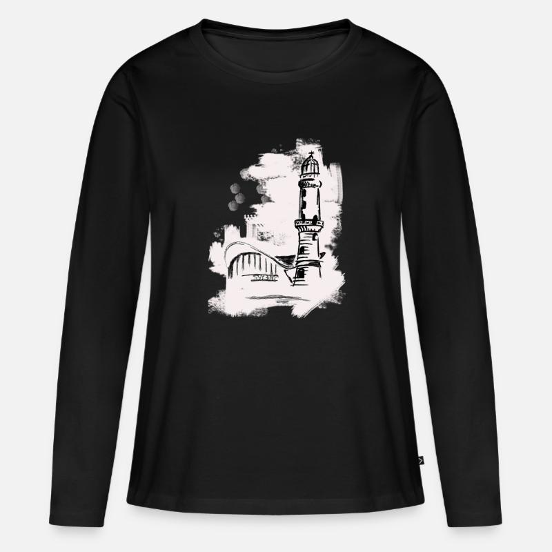 teepott Warnemünde - Frauen Premium Bio Langarmshirt - Schwarz