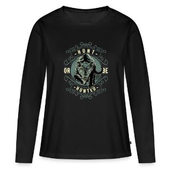 Chasse ou chasse! - T-shirt manches longues Premium bio Femme - noir - Devant - Julia (174cm)