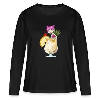 Cocktail pina colada - T-shirt manches longues Premium bio Femme - noir - Devant - Julia (174cm)