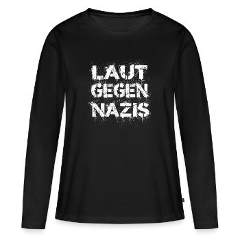 Bruyant contre les nazis - T-shirt manches longues Premium bio Femme - noir - Devant - Julia (174cm)