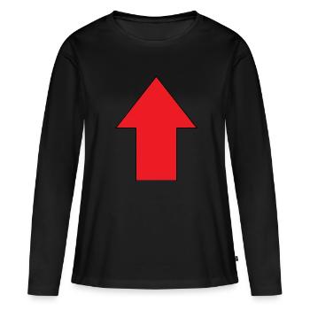 Pfeil oben Richtung Geschenkidee Pfeilspitze hoch - Frauen Premium Bio Langarmshirt - Schwarz - Vorne - Julia (174cm)