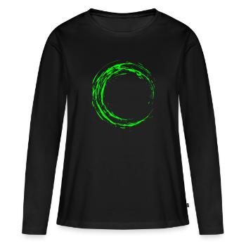 Cercle vert brosse - T-shirt manches longues Premium bio Femme - noir - Devant - Julia (174cm)