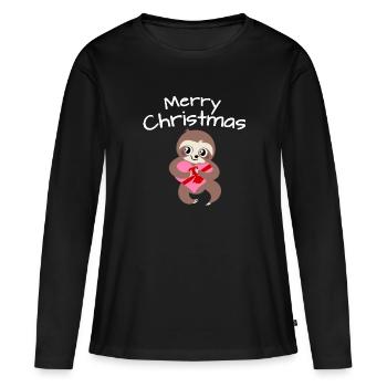 Baby Faultier - merry christmas - Frauen Premium Bio Langarmshirt - Schwarz - Vorne - Julia (174cm)