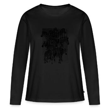 Zebra (Stripes) - Women's Premium Organic Long Sleeve Shirt - black - Front - Julia (174cm)