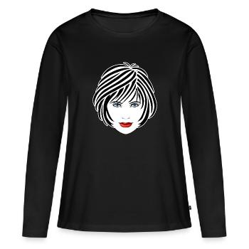 Portrait einer schönen Frau - Frauen Premium Bio Langarmshirt - Schwarz - Vorne - Julia (174cm)