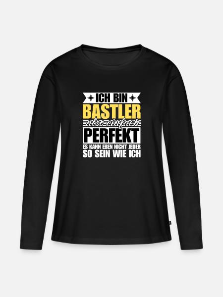 Perfekter Bastler - Frauen Premium Bio Langarmshirt - Schwarz