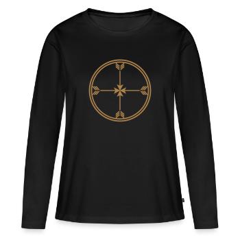 Roue médecine sioux, flèches Esprit , illumination - T-shirt manches longues Premium bio Femme - noir - Devant - Julia (174cm)