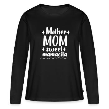 Mère Maman douce mamacita - T-shirt manches longues Premium bio Femme - noir - Devant - Julia (174cm)