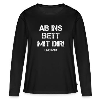 Au lit avec toi et moi prends un rendez-vous - T-shirt manches longues Premium bio Femme - noir - Devant - Julia (174cm)