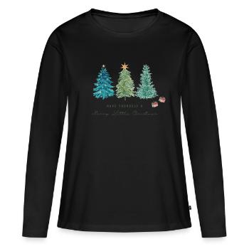 Passez un joyeux petit Noël - T-shirt manches longues Premium bio Femme - noir - Devant - Julia (174cm)