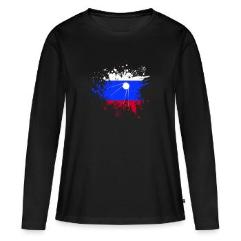 Soviétique Spoutnik - T-shirt manches longues Premium bio Femme - noir - Devant - Julia (174cm)