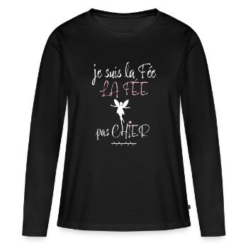 La Fee Pas Chier C'est Ma Copine Chiante Et Cool - T-shirt manches longues Premium bio Femme - noir - Devant - Julia (174cm)