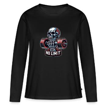 Crâne de musculation No Limit Workout avec haltère - T-shirt manches longues Premium bio Femme - noir - Devant - Julia (174cm)