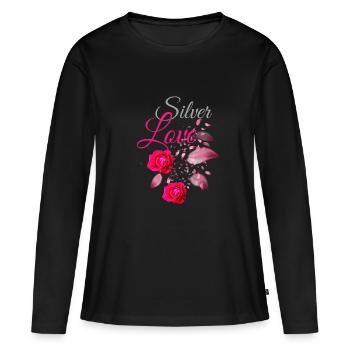 Silver Love Spring - Frauen Premium Bio Langarmshirt - Schwarz - Vorne - Julia (174cm)