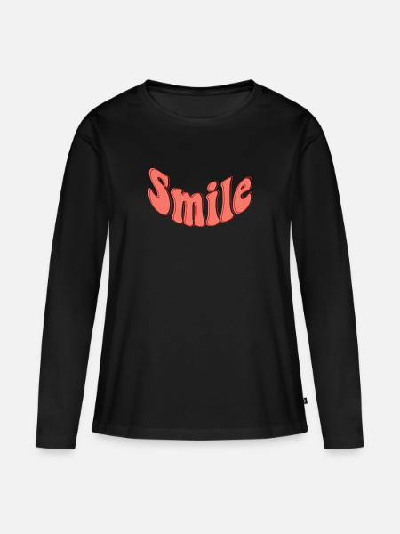 Smile - Frauen Premium Bio Langarmshirt - Schwarz