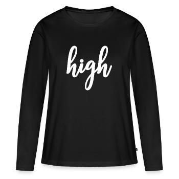 High - Frauen Premium Bio Langarmshirt - Schwarz - Vorne - Julia (174cm)