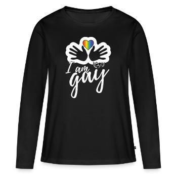 Je suis gay - T-shirt manches longues Premium bio Femme - noir - Devant - Julia (174cm)