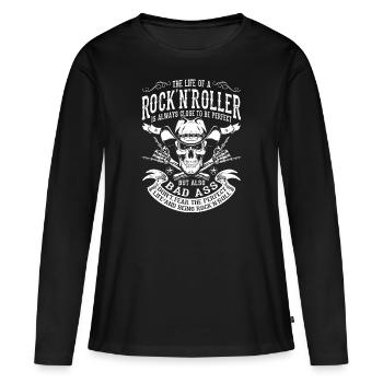 Rock´n´Roll Rockabilly Leben - Frauen Premium Bio Langarmshirt - Schwarz - Vorne - Julia (174cm)