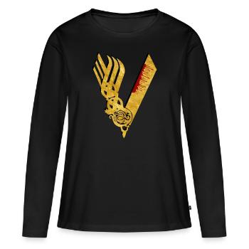 viking - T-shirt manches longues Premium bio Femme - noir - Devant - Julia (174cm)