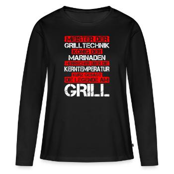 Légende au barbecue - Barbecue - T-shirt manches longues Premium bio Femme - noir - Devant - Julia (174cm)