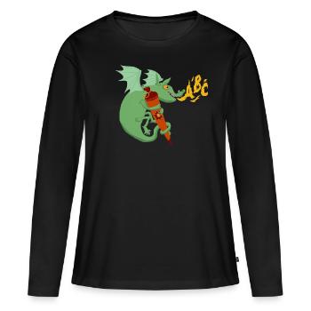 Drache abc - Frauen Premium Bio Langarmshirt - Schwarz - Vorne - Julia (174cm)