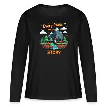 Chaque pixel raconte une histoire - Retro Gaming - T-shirt manches longues Premium bio Femme - noir - Devant - Julia (174cm)