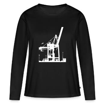 Grue Blanche - T-shirt manches longues Premium bio Femme - noir - Devant - Julia (174cm)