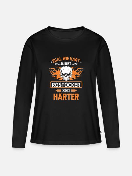ROSTOCKER - Frauen Premium Bio Langarmshirt - Schwarz