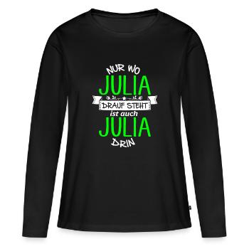 JULIA die Echte - Frauen Premium Bio Langarmshirt - Schwarz - Vorne - Julia (174cm)