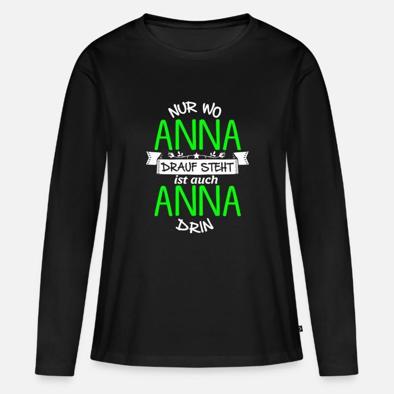 ANNA die Echte - Frauen Premium Bio Langarmshirt - Schwarz