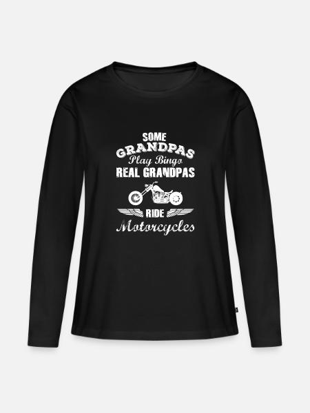 Grandpa Motorcycle - Frauen Premium Bio Langarmshirt - Schwarz