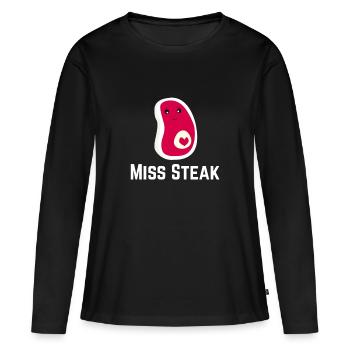 Miss steak viande pièce rare steaks grill chemise - T-shirt manches longues Premium bio Femme - noir - Devant - Julia (174cm)