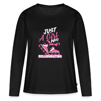 Rollschuh Rollerskating Inliner Skates Geschenk - Frauen Premium Bio Langarmshirt - Schwarz - Vorne - Julia (174cm)