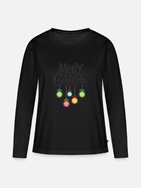 Merry Chrismas - Frauen Premium Bio Langarmshirt - Schwarz