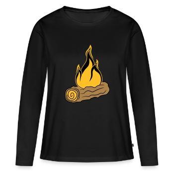 bois branche forêt arbre tronc gravure sur bois forêt feu son - T-shirt manches longues Premium bio Femme - noir - Devant - Julia (174cm)