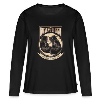 Boxing Hero - The Greatest - On Dark - T-shirt manches longues Premium bio Femme - noir - Devant - Julia (174cm)