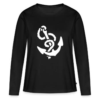 Anker - Frauen Premium Bio Langarmshirt - Schwarz - Vorne - Julia (174cm)
