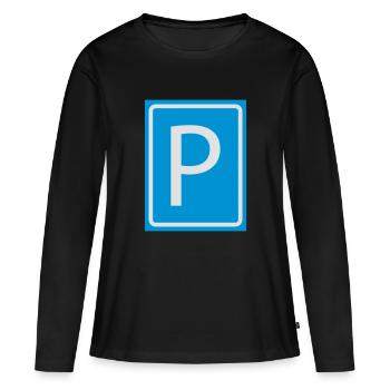 P Parking Lettre disque de stationnement Parking - T-shirt manches longues Premium bio Femme - noir - Devant - Julia (174cm)