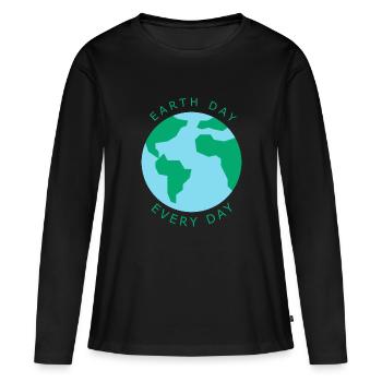 La planète terre! - T-shirt manches longues Premium bio Femme - noir - Devant - Julia (174cm)