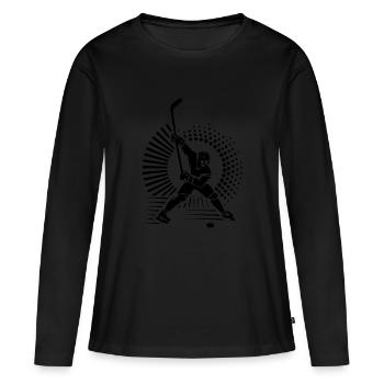 Eishockey - Frauen Premium Bio Langarmshirt - Schwarz - Vorne - Julia (174cm)