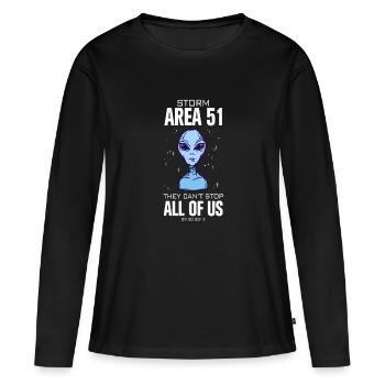 Zone 51, ils ne peuvent pas nous arrêter tous - T-shirt manches longues Premium bio Femme - noir - Devant - Julia (174cm)