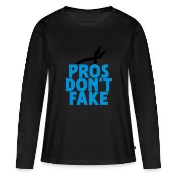 PROS DON'T FAKE - T-shirt manches longues Premium bio Femme - noir - Devant - Julia (174cm)